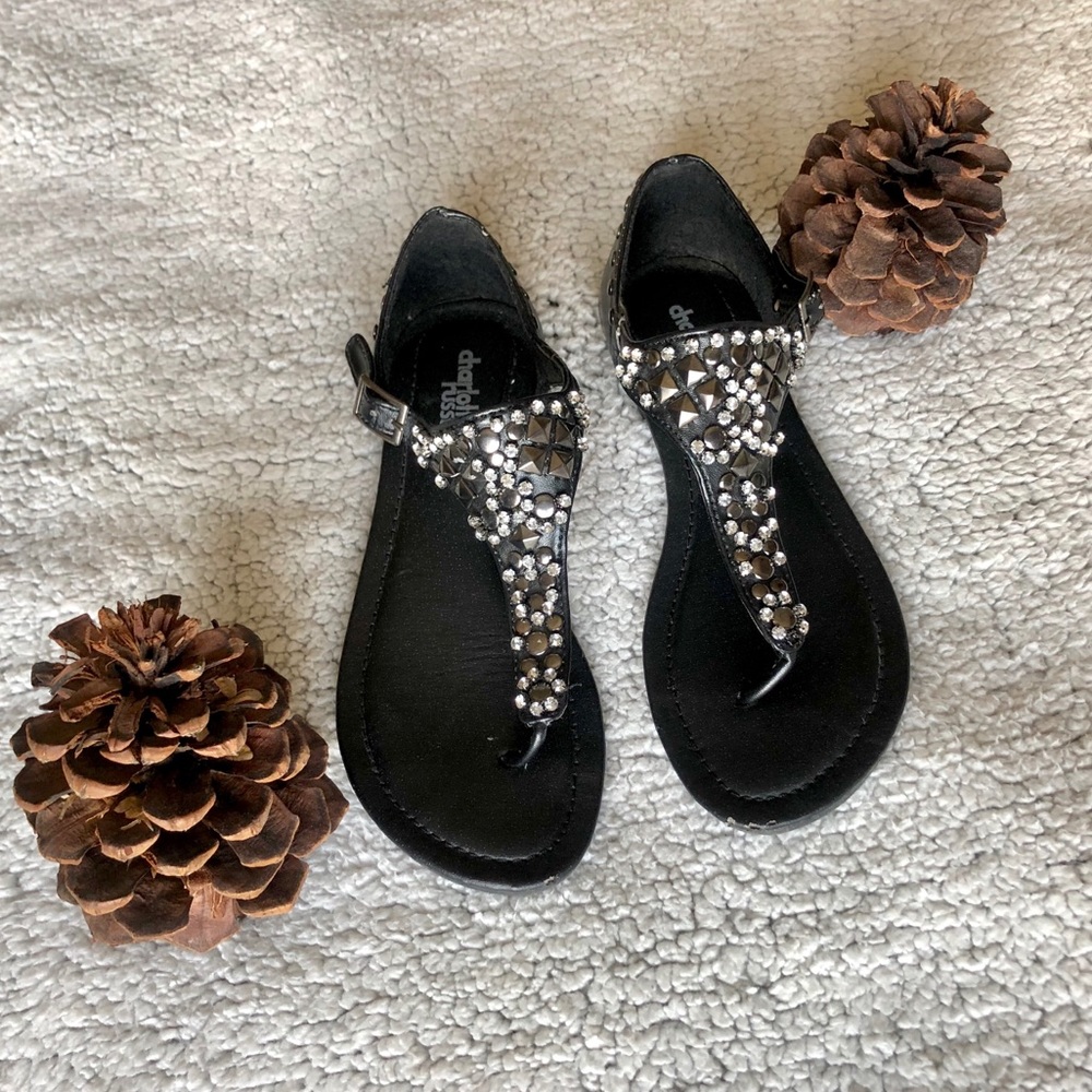 Black Charlotte Russe sandals with rhinest…